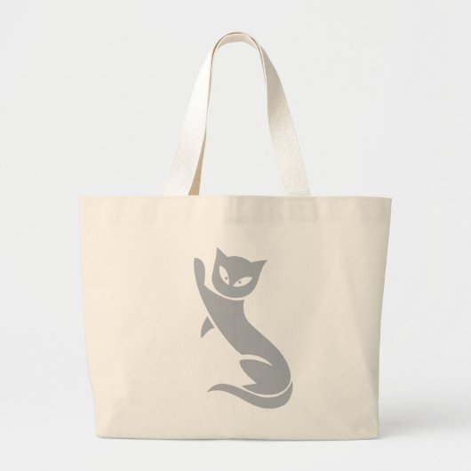 Grand Tote Bag Chat gris élégant (Devant)