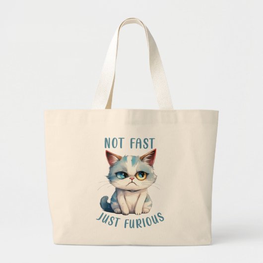 Grand Tote Bag Chat Grumpy - Pas Rapide, Juste Furieux (Devant)