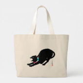 Grand Tote Bag Chat Japonais Noir à la baguette (Dos)
