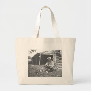 Grand Tote Bag Chat mangeant hors d'un café Can.