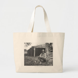 Grand Tote Bag Chat mangeant hors d'une boîte de café