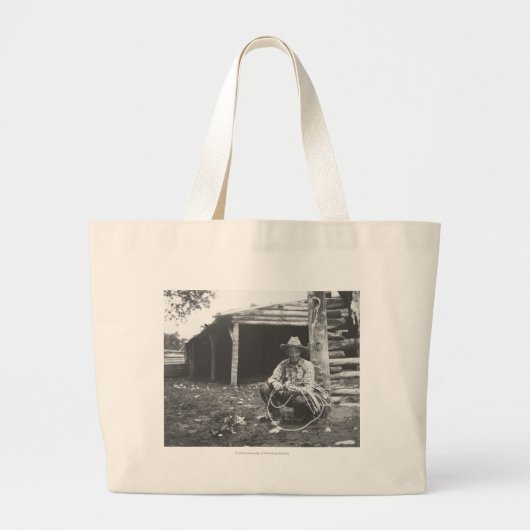 Grand Tote Bag Chat mangeant hors d'une boîte de café (Devant)