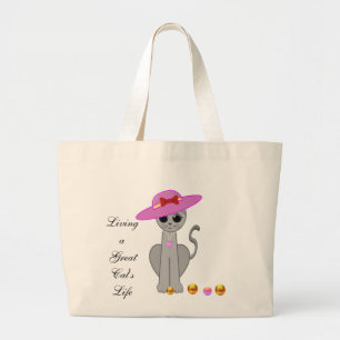 Grand Tote Bag Chat mignon avec chapeau