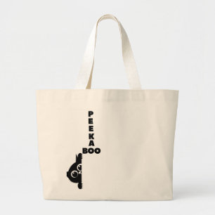 Grand Tote Bag Chat Noir Cache-Cache Cottage Félin Minimaliste