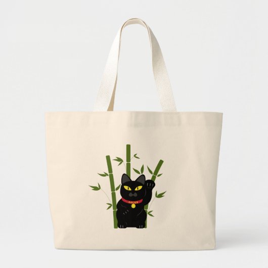 Grand Tote Bag Chat noir chanceux (Devant)
