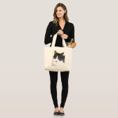 Grand Tote Bag Chat noir et blanc (Devant (modèle))