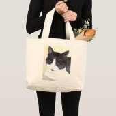 Grand Tote Bag Chat noir et blanc (Devant (produit))