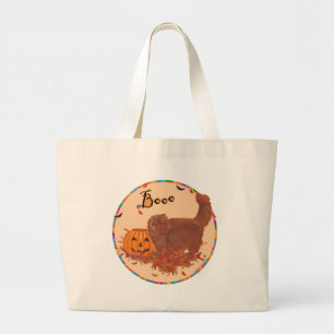 Grand Tote Bag Chat Persan Rouge Halloween