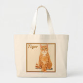 Grand Tote Bag Chat Tiger Tabby Ginger Orange Personnalisé (Devant)