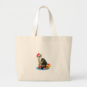 Grand Tote Bag chat tigré de Noël et joli petit ange