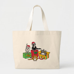Grand Tote Bag Chats de Noël