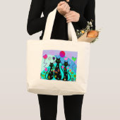 Grand Tote Bag "Chats d'imaginaire d'été " (Devant (produit))