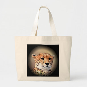 Grand Tote Bag Cheetah Portrait par Pleine lune : La grâce de la