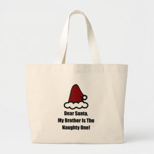 Grand Tote Bag Cher Père Noël, Mon Frère Est Le Méchant