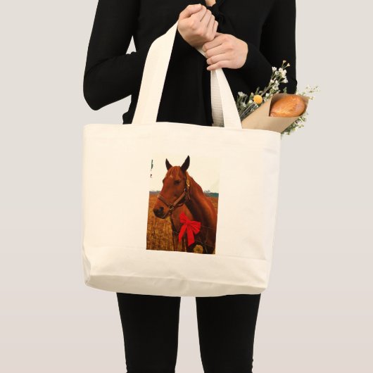 Grand Tote Bag Cheval avec Bow rouge (Devant (produit))