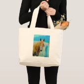 Grand Tote Bag Cheval bleu Denim teinté (Devant (produit))