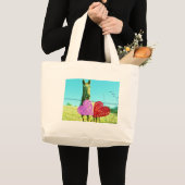 Grand Tote Bag Cheval blond et Coeurs rose et rouge (Devant (produit))