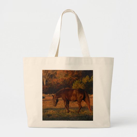 Grand Tote Bag Cheval Brown rouge, bois d'automne. (Devant)