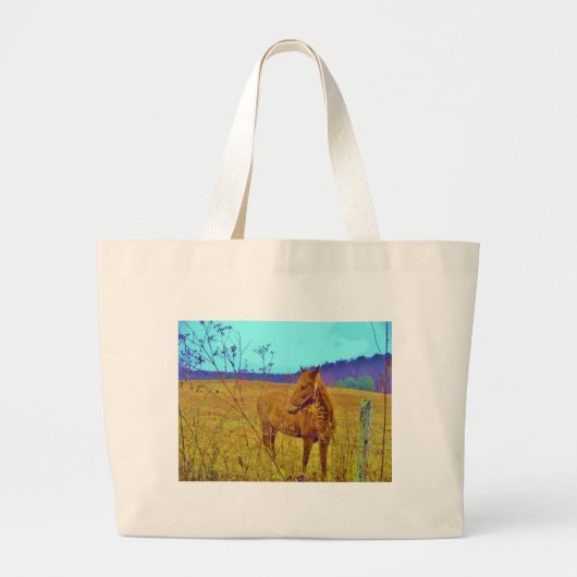 Grand Tote Bag Cheval de couleur rétro (Devant)