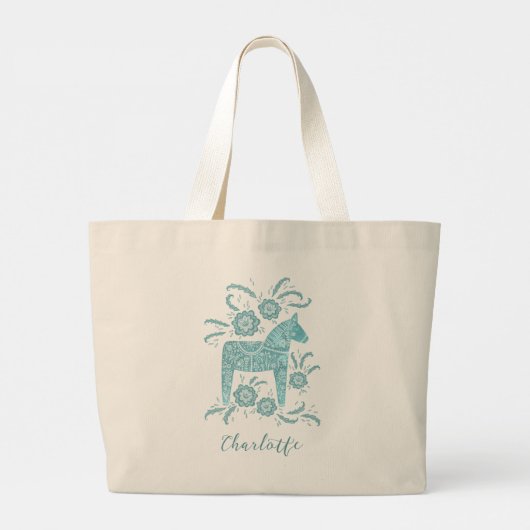 Grand Tote Bag Cheval de Dala suédois personnalisé (Dos)