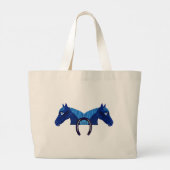 Grand Tote Bag Cheval Double Bleu Et Un Chandail (Dos)