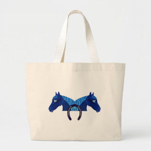 Grand Tote Bag Cheval Double Bleu Et Un Chandail