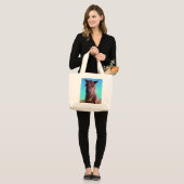 Grand Tote Bag Cheval pourpre avec Bouche verte (Devant (modèle))