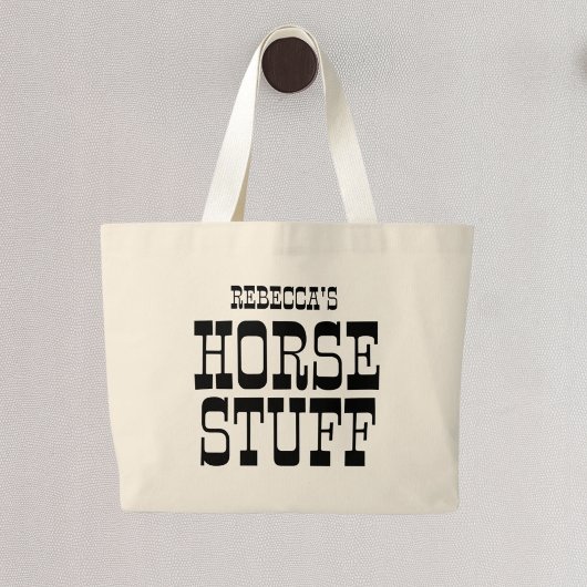 Grand Tote Bag Cheval Stuff | Nom personnalisé Équestre Grange