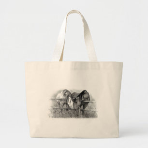 GRAND TOTE BAG CHEVAUX DANS L'AMOUR : RÉALISME DE CRAYON