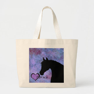 Grand Tote Bag Chevaux de coeur III (violet/bleu)