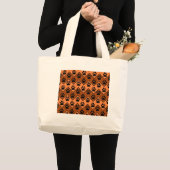 Grand Tote Bag Chevron Orange Brown Avec Motif Paw Chien (Devant (produit))