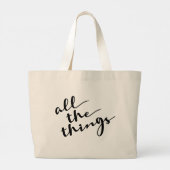 Grand Tote Bag Chic Simple Toutes les choses Moderne Script (Dos)