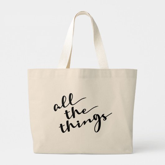 Grand Tote Bag Chic Simple Toutes les choses Moderne Script (Dos)