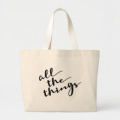 Grand Tote Bag Chic Simple Toutes les choses Moderne Script (Devant)