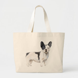 Grand Tote Bag Chien blanc et noir mignon