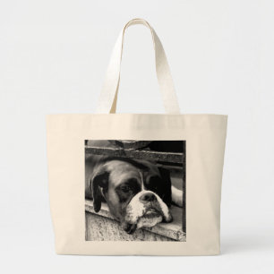 Grand Tote Bag Chien Boxer Sur Appui De Fenêtre jta