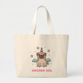 Grand Tote Bag Chien d'arc-en-ciel de licorne (Devant)