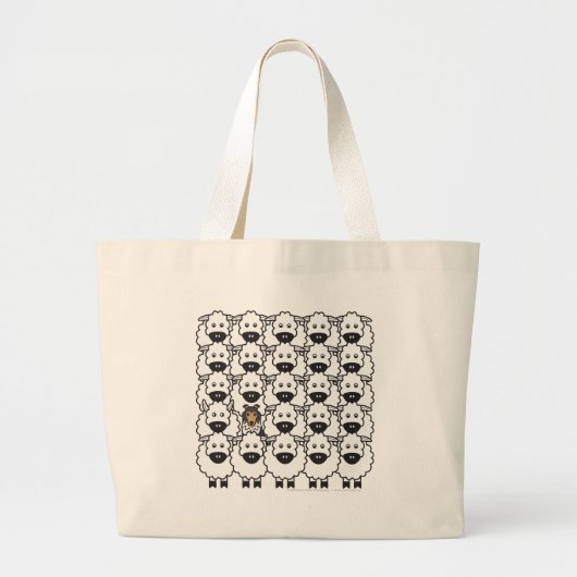 Grand Tote Bag Chien de berger de Shetland chez les moutons (Devant)