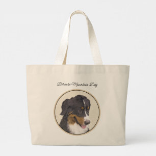 Grand Tote Bag Chien de montagne bernois Peinture Berner Art mign