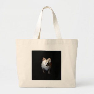Grand Tote Bag Chien de Poméranie en noir