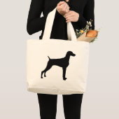 Grand Tote Bag Chien de Weimaraner (dans le noir) (Devant (produit))