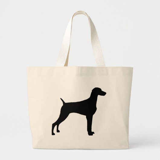 Grand Tote Bag Chien de Weimaraner (dans le noir) (Devant)