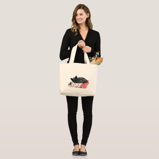 Grand Tote Bag Chien écossais endormi (Devant (modèle))