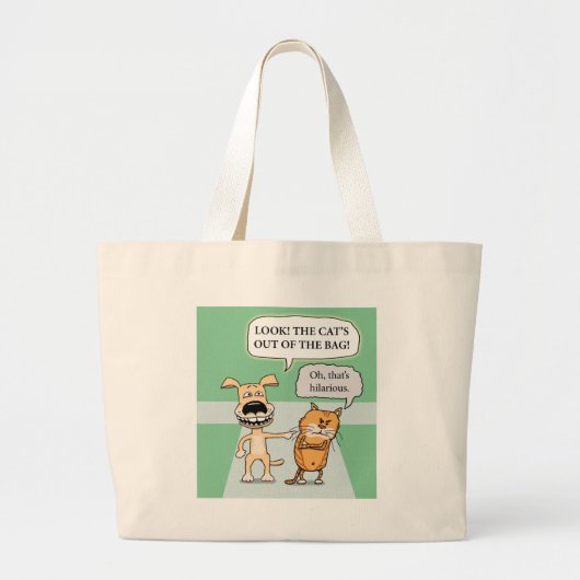 Grand Tote Bag Chien et chat drôles (Devant)