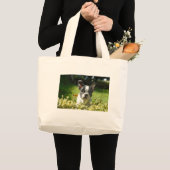 Grand Tote Bag Chien noir et blanc (Devant (produit))