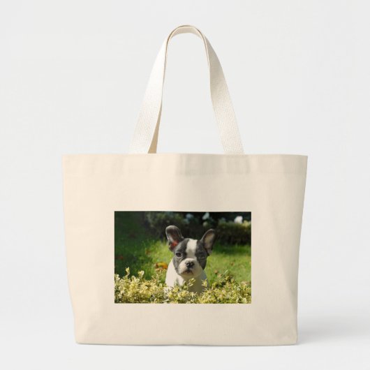 Grand Tote Bag Chien noir et blanc (Devant)