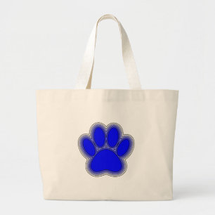 Grand Tote Bag Chien Paw En Bleu Avec Contours