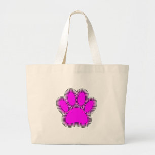 Grand Tote Bag Chien Paw En Rose Avec Des Contours