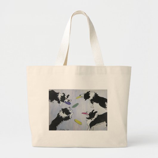 Grand Tote Bag Chiens de disque de vol (Devant)