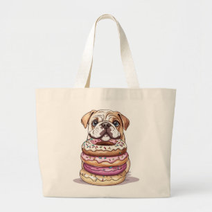 Grand Tote Bag Chiens de taureau anglais saupoudrés de beignets